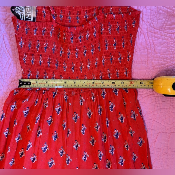 Angie Wide Leg Palazzo Pant Jumpsuit Size Small Red Orange Floral Print NWT - Picture 4 of 8